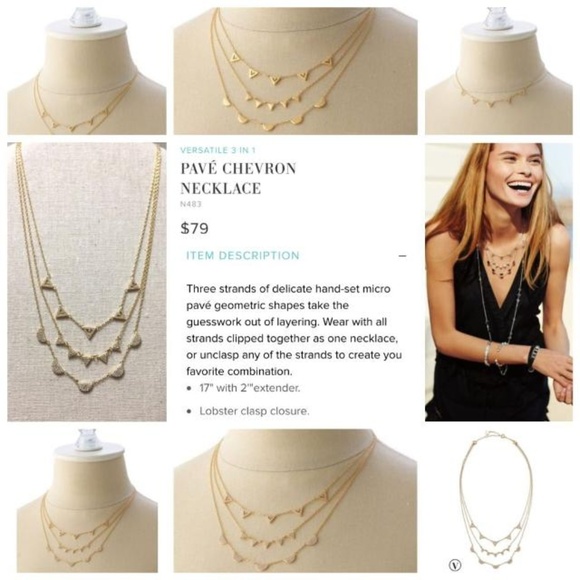Stella & Dot | Stunning [SILVER] Pavé Chevron Layering Versatile Necklace - Picture 8 of 9